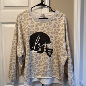 Leopard print love football crewneck
